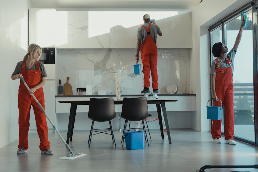 BizChoice Cleaners team cleaning an office in Raleigh NC